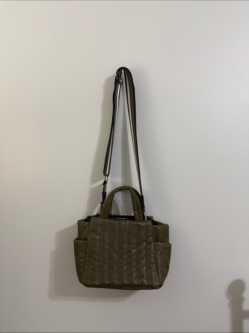 Olive Quilted Crossbody Tote Bag - Women's